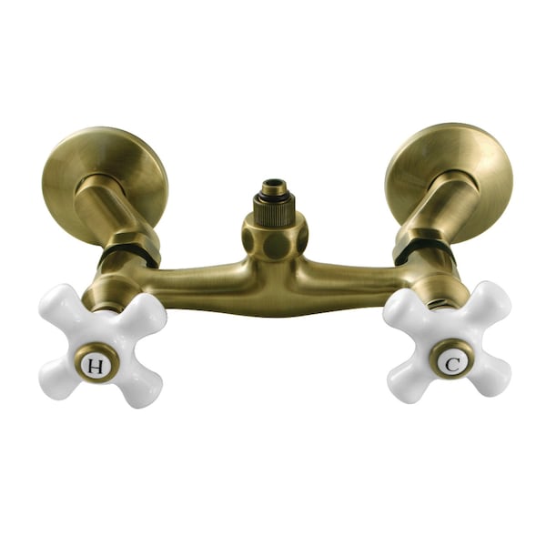 Kingston Brass CC2133PX Wall Mount Tub Faucet Body with Riser Adapter, Antique Brass CC2133PX - main